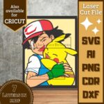 Héroe de Criatura de Anime V2 - Diseño en Capas para Corte Láser Cartoons