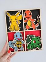 SVG de Pokémon en capas 3D para corte láser - Pikachu, Charmander, Squirtle y Bulbasaur DIY - Imagen 4