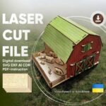 Casa de muñecas de granja: patrón cortado con láser para barnices y decoración infantil