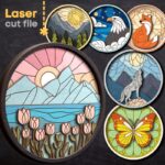 Paquete SVG de Mosaicos para Corte Láser Glowforge - Diseño de Naturaleza con Tulipanes y Animales