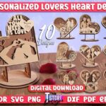 Decoración de Corazón Personalizada para Parejas - Boda y San Valentín, Corte Láser Multicapa