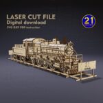 Locomotora de Madera 3D para Corte Láser - Archivos DXF, SVG, AI y CDR para Tren de Vapor