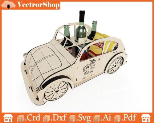 Porta snacks y cervezas listo para corte láser, decoración día del padre, regalo original día del padre, archivos Dxf, Svg, Ai, Pdf y Dwg.