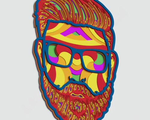 Mandala del Hombre Barbudos - Diseño Exclusivo para Corte Láser