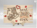 Soporte Decorativo de Arte Lineal para Papá y Bebé - Diseño de Corte Láser CNC Personalizado - Imagen 4