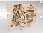 Soporte Decorativo de Arte Lineal para Papá y Bebé - Diseño de Corte Láser CNC Personalizado