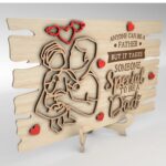 Soporte Decorativo de Arte Lineal para Papá y Bebé - Diseño de Corte Láser CNC Personalizado