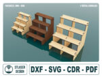 Archivos SVG para corte láser de soporte de exhibición de 4 estantes en madera