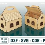 Caja de cesta con tapa para corte láser - Archivos SVG para madera vectorial