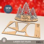 Soporte SVG para tarjeta navideña desplegable, cortado láser y patrón Glowforge