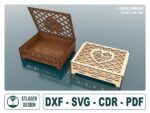 Caja de corazón cortada con láser - Archivos SVG vectoriales para corte láser profesional