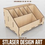 Archivos SVG de organizador de escritorio para corte láser en madera | Diseño vectorial premium