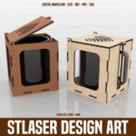 Archivos SVG de cajas para tazas de madera - Corte láser - Diseños vectoriales premium