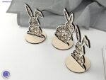 Juego de 3 Conejitos de Pascua Florales - Archivos para Corte Láser Glowforge - Imagen 2