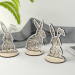Juego de 3 Conejitos de Pascua Florales - Archivos para Corte Láser Glowforge