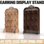 Soporte de exhibición de pendientes cortado a láser - Organizador de joyas en formatos SVG, DXF, PDF, PNG, JPG, AI, EPS