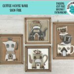 Set de Señales de Café para Pared SVG - Bundle para Glowforge, Tazas y Colgadores de Puerta