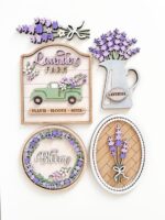Archivo SVG para Corte Láser: Set de 5 Decoraciones de Flores de Lavanda para Estantes Primavera - Imagen 3