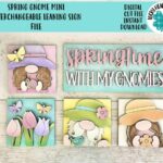 Archivo SVG Signo Intercambiable Gnome Primavera - Mariposa, Flor y Tulipán para Glowforge