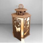 Linterna de Halloween personalizada de madera con lámpara LED parpadeante para decoración festiva