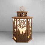 Linterna de Halloween personalizada de madera con lámpara LED parpadeante para decoración festiva - Imagen 2