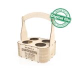 Archivos DXF y SVG para corte láser: Caja Soporte Cerveza Superhéroe Papá, Glowforge 1/8"