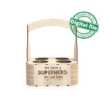 Archivos DXF y SVG para corte láser: Caja Soporte Cerveza Superhéroe Papá, Glowforge 1/8" - Imagen 4