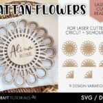 SVG para Corte Láser de Flores Boho, Nombre Personalizado en Madera, Archivos Glowforge