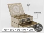 Caja de Joyería de Madera con Cajones - Archivos SVG para Corte Láser y Glowforge - Imagen 4