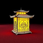 Archivo Digital de Corte Láser: Linterna Pagoda Buda Loto para Velas | Descargar SVG, DXF, AI - Imagen 3