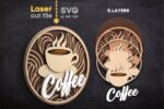 Bundle de Adornos de Café SVG para Corte Láser - Glowforge, Taza, Grano de Café y Señal Redonda - Imagen 3