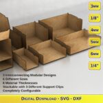 Diseños de Almacenamiento Modular Cortados con Láser: 3 Interconectados, 6 Espesores y Tamaños Variados - Imagen 6