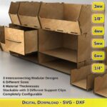 Diseños de Almacenamiento Modular Cortados con Láser: 3 Interconectados, 6 Espesores y Tamaños Variados - Imagen 3
