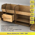 Diseños de Almacenamiento Modular Cortados con Láser: 3 Interconectados, 6 Espesores y Tamaños Variados - Imagen 4