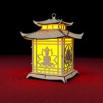 Archivo Digital de Corte Láser: Linterna Pagoda Buda Loto para Velas | Descargar SVG, DXF, AI - Imagen 2