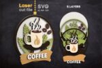 Bundle de Adornos de Café SVG para Corte Láser - Glowforge, Taza, Grano de Café y Señal Redonda - Imagen 2