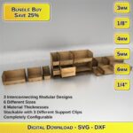 Diseños de Almacenamiento Modular Cortados con Láser: 3 Interconectados, 6 Espesores y Tamaños Variados