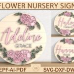 Letrero 3D de Madera con Nombre de Flor - Decoración Infantil Personalizada para Cuartos de Niños