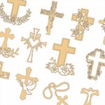 Corte Láser de Cruz para Bautismo - Archivos Dxf, Svg, Ai, Eps, Pdf, Cdr para Descarga Instantánea - Imagen 2