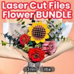 Paquete de archivos SVG de flores 3D cortadas con láser: rosas, girasoles y camelias