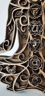 Arte de Pared de Buda Yoga en Madera Cortada a Láser - Decoración Chakra 3D y Archivo SVG para Cricut - Imagen 2