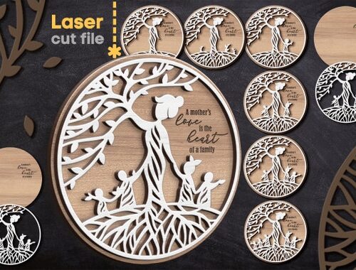 Bundle de Archivos SVG de Árbol Madre para Corte Láser - Diseño Layered para Glowforge y Cricut, Descarga Rápida