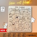 Puzzle Gato - Juego de Puzzle de Madera Cortado con Láser para Crear y Jugar
