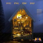 Farol Navideño Rojo para Camión - Diseño SVG Cortado con Láser de Trineo y Reno para Glowforge