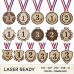 Juego de trofeos elegantes personalizables para corte láser - Medallas de madera y diseños únicos - Imagen 3