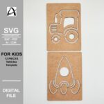 Plantilla de vehículo Montessori para corte láser - Archivos SVG y DXF para juguetes educativos divertidos - Imagen 9