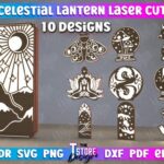 Linterna Celestial 3D Cortada con Láser - Portavelas LED Místico y Archivo SVG para Luz Nocturna