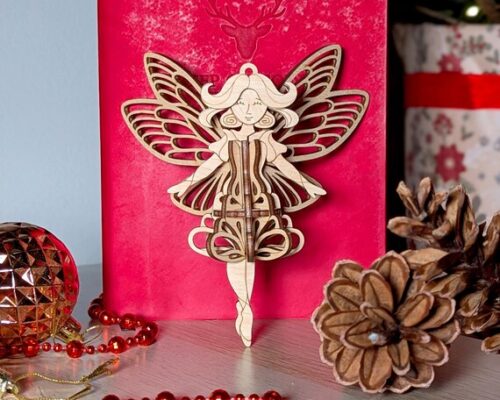 Adorno de hada con alas de mariposa para árbol de Navidad - Archivo digital SVG, DXF, CDR, AI para corte láser