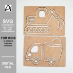 Plantilla de vehículo Montessori para corte láser - Archivos SVG y DXF para juguetes educativos divertidos - Imagen 5