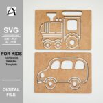 Plantilla de vehículo Montessori para corte láser - Archivos SVG y DXF para juguetes educativos divertidos - Imagen 6